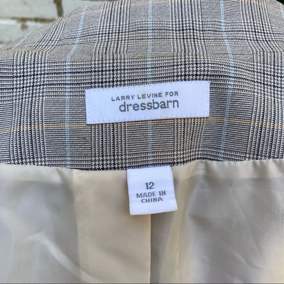 Larry Levine Notch Collar Blue Gray plaid 3 button Classic Blazer Jacket sz12 - Picture 6 of 15